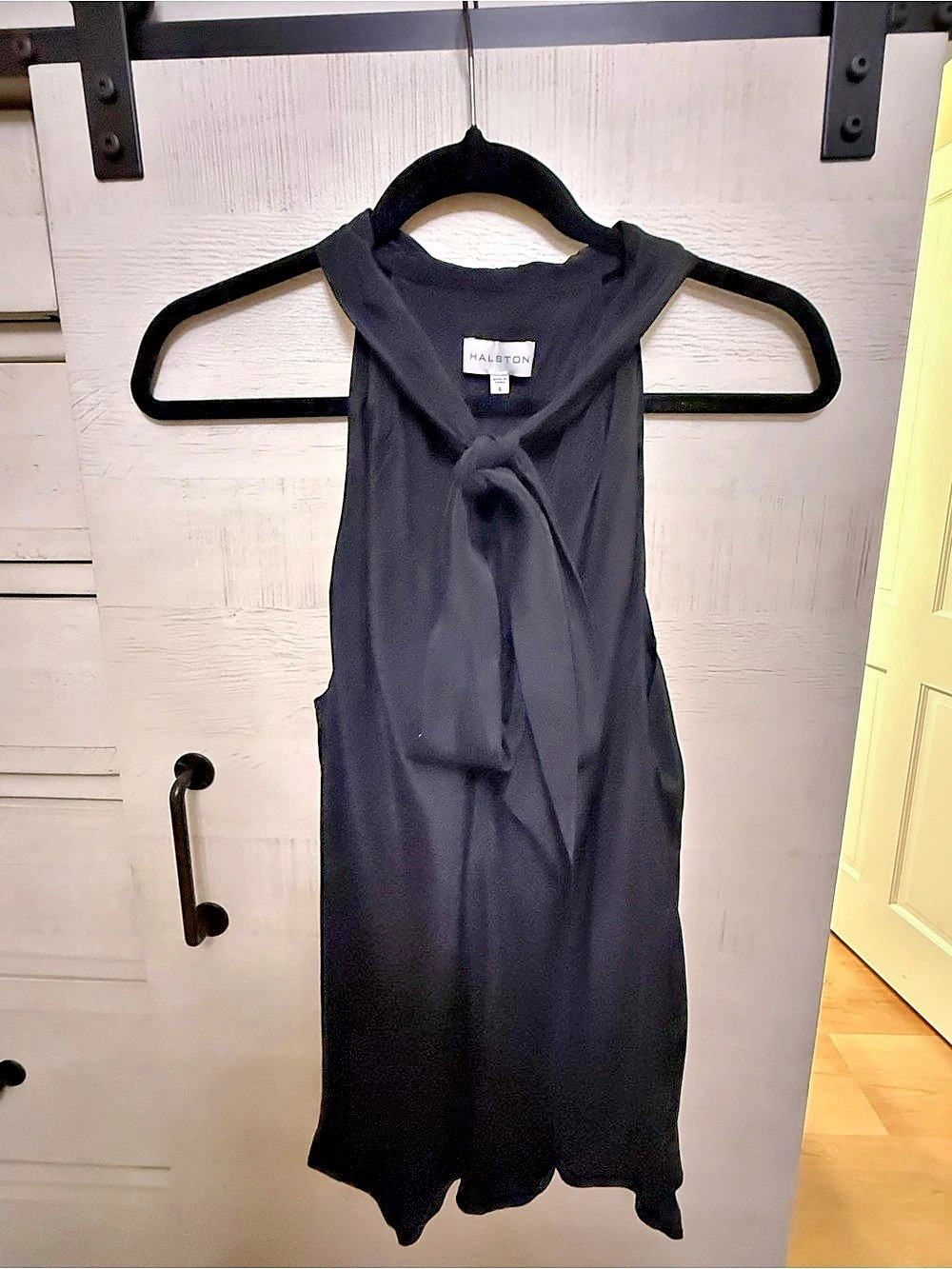 Halston Tie-Front Maxi Dress in Black Size 6 Like New